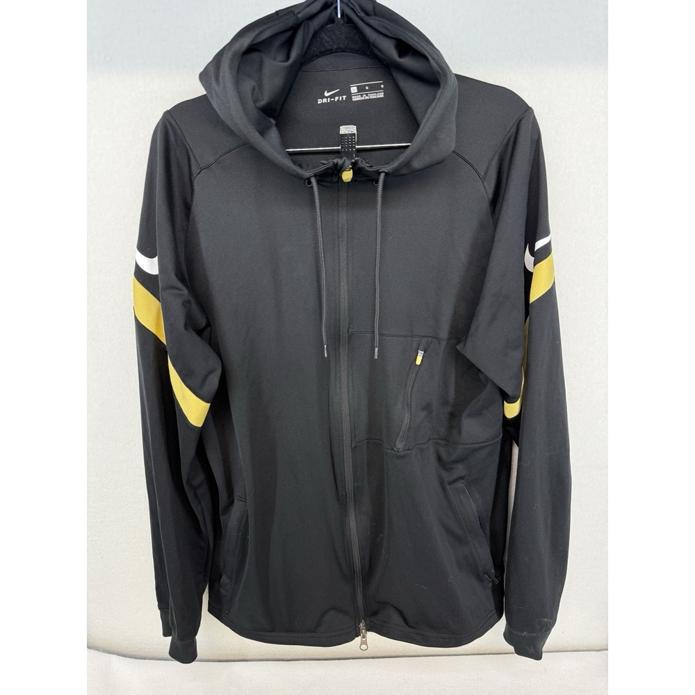 Nike Dri-FIT Men's Black &‎ Gold Full Zip Hoodie Size Large